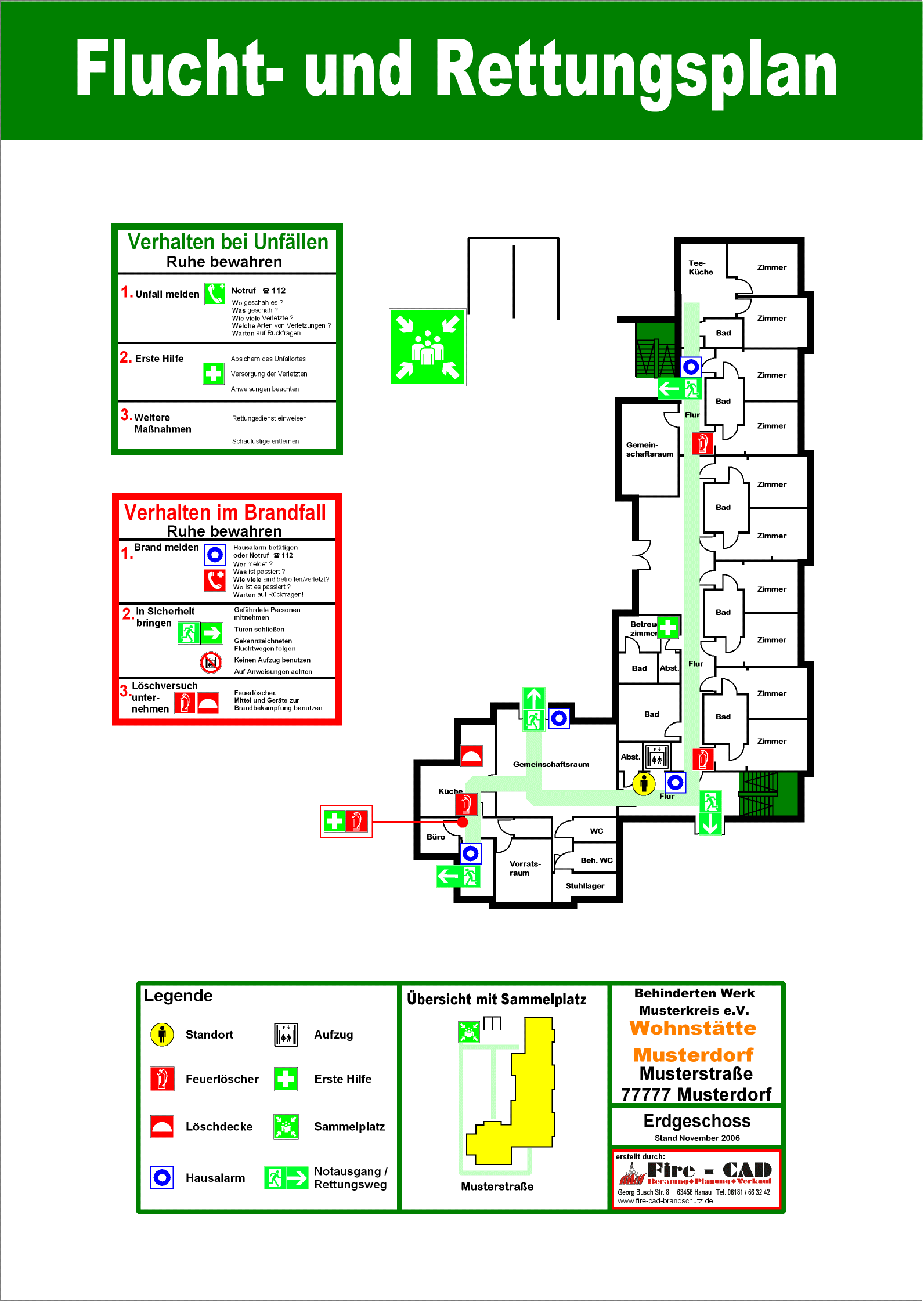 Fluchtwegeplan - erstellt von Fire-CAD